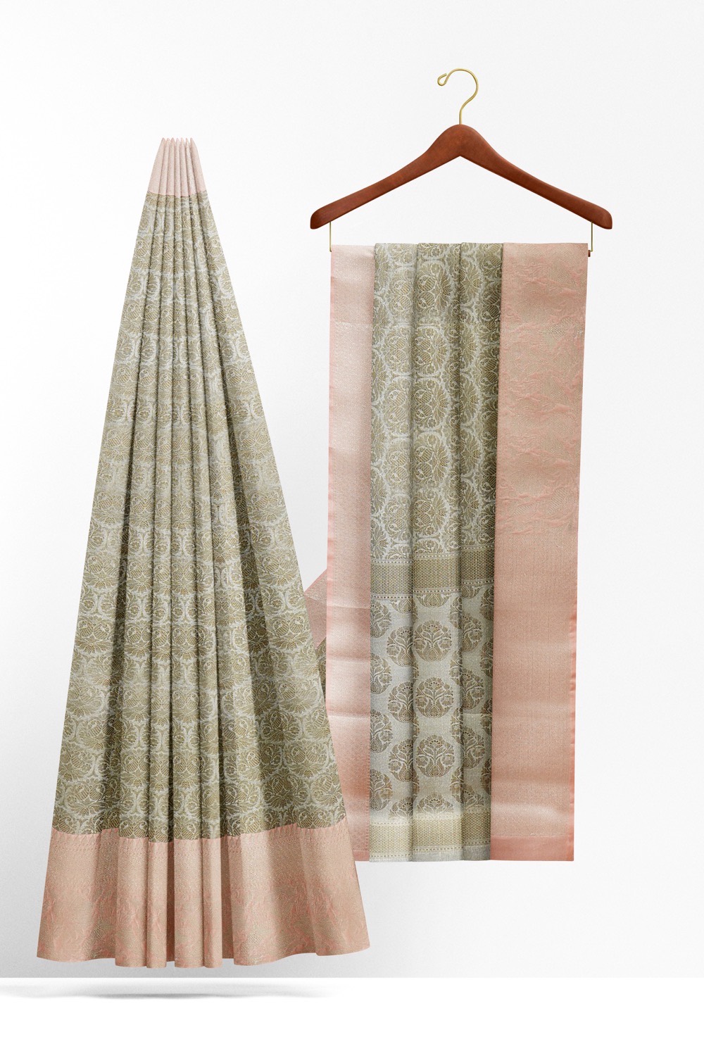 sri kumaran stores chentheri cotton saree half white saree with peach colour border 2