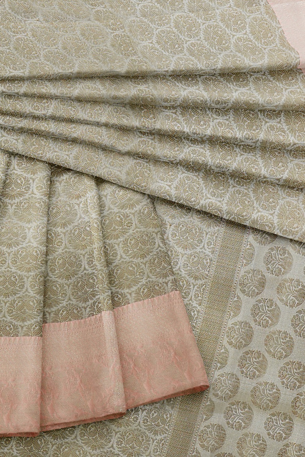 sri kumaran stores chentheri cotton saree half white saree with peach colour border 4