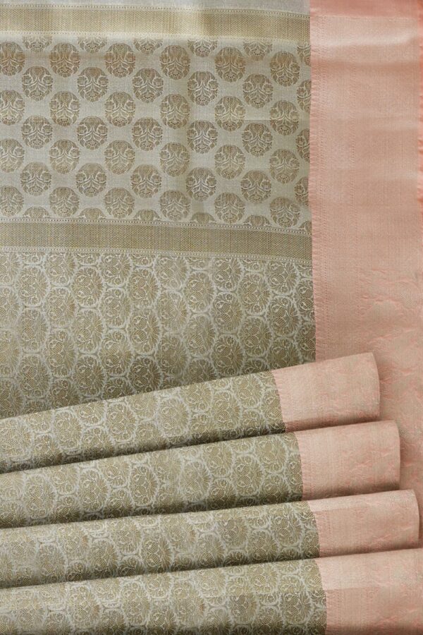 sri kumaran stores chentheri cotton saree half white saree with peach colour border 5