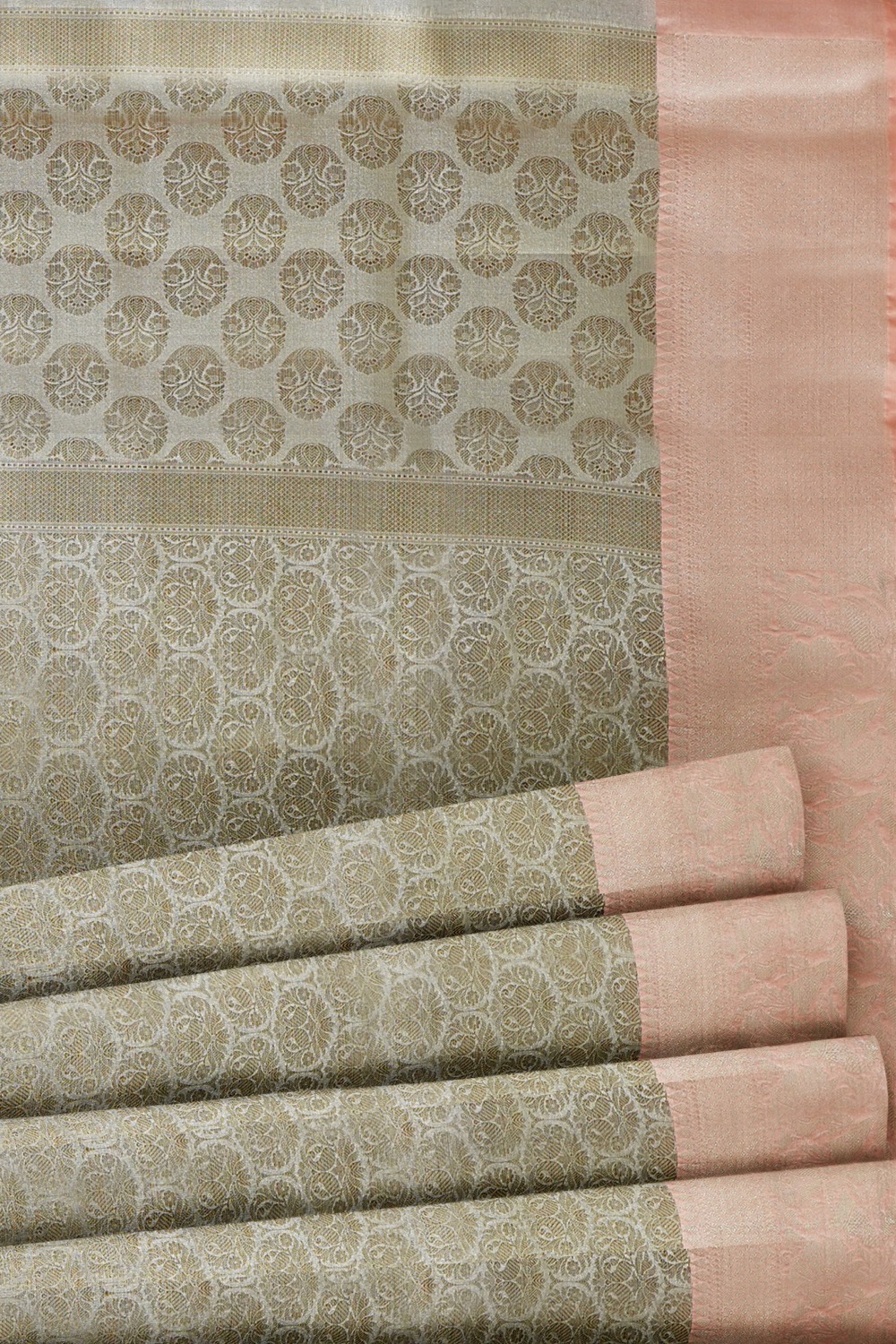 sri kumaran stores chentheri cotton saree half white saree with peach colour border 5