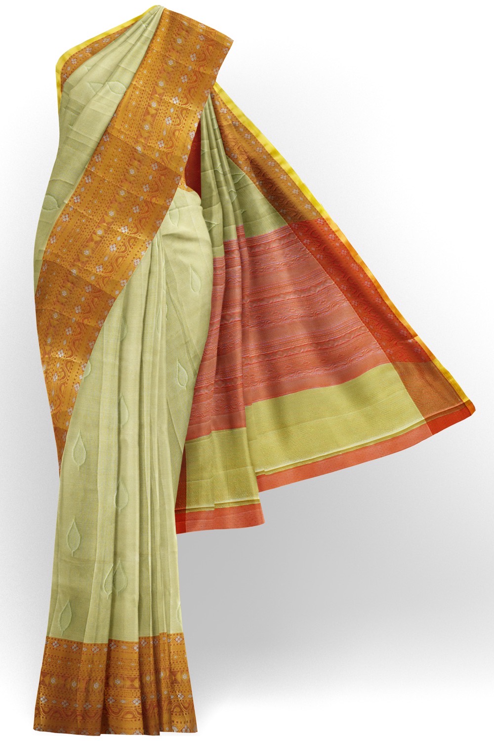 sri kumaran stores chentheri cotton saree half white saree with red border 1
