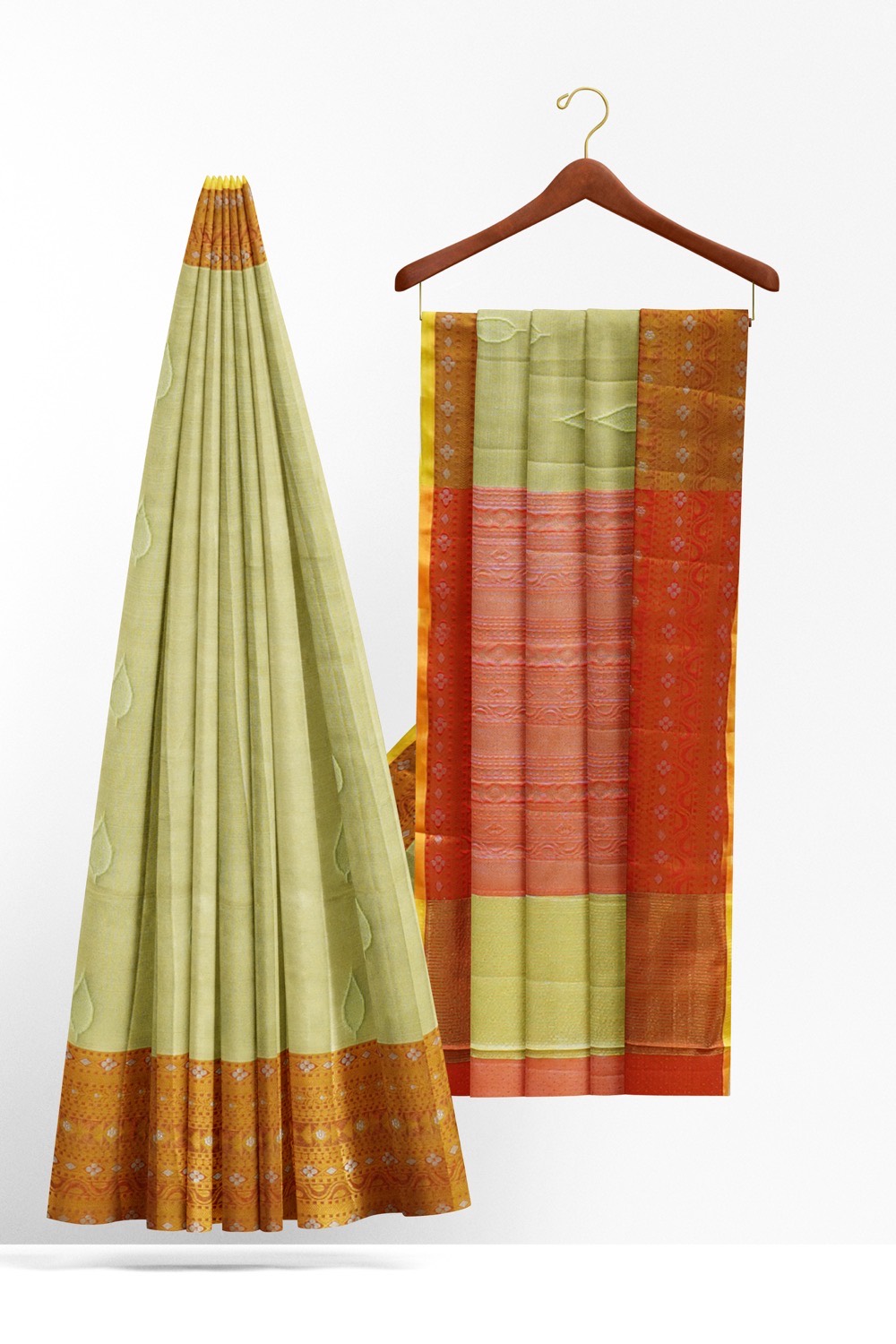 sri kumaran stores chentheri cotton saree half white saree with red border 2