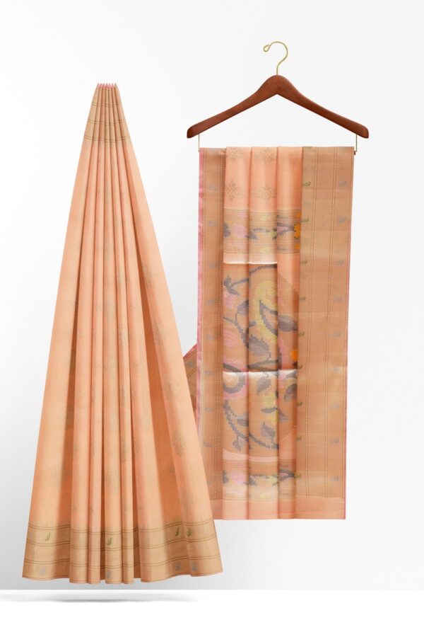 sri kumaran stores chentheri cotton saree light orange saree with sandal border 2