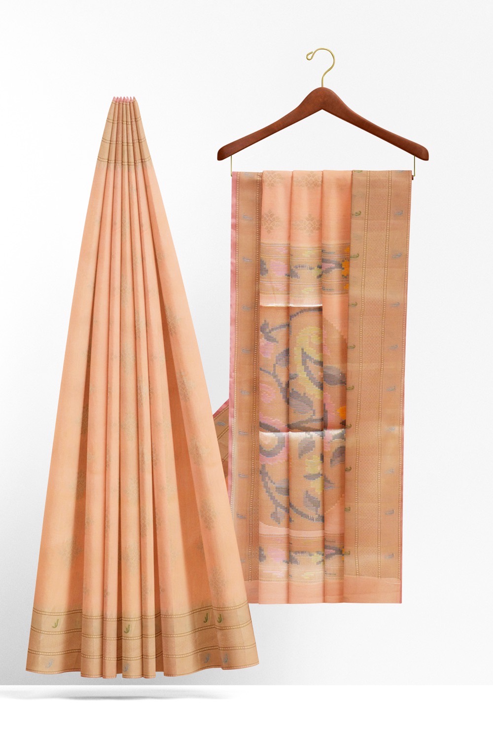 sri kumaran stores chentheri cotton saree light orange saree with sandal border 2