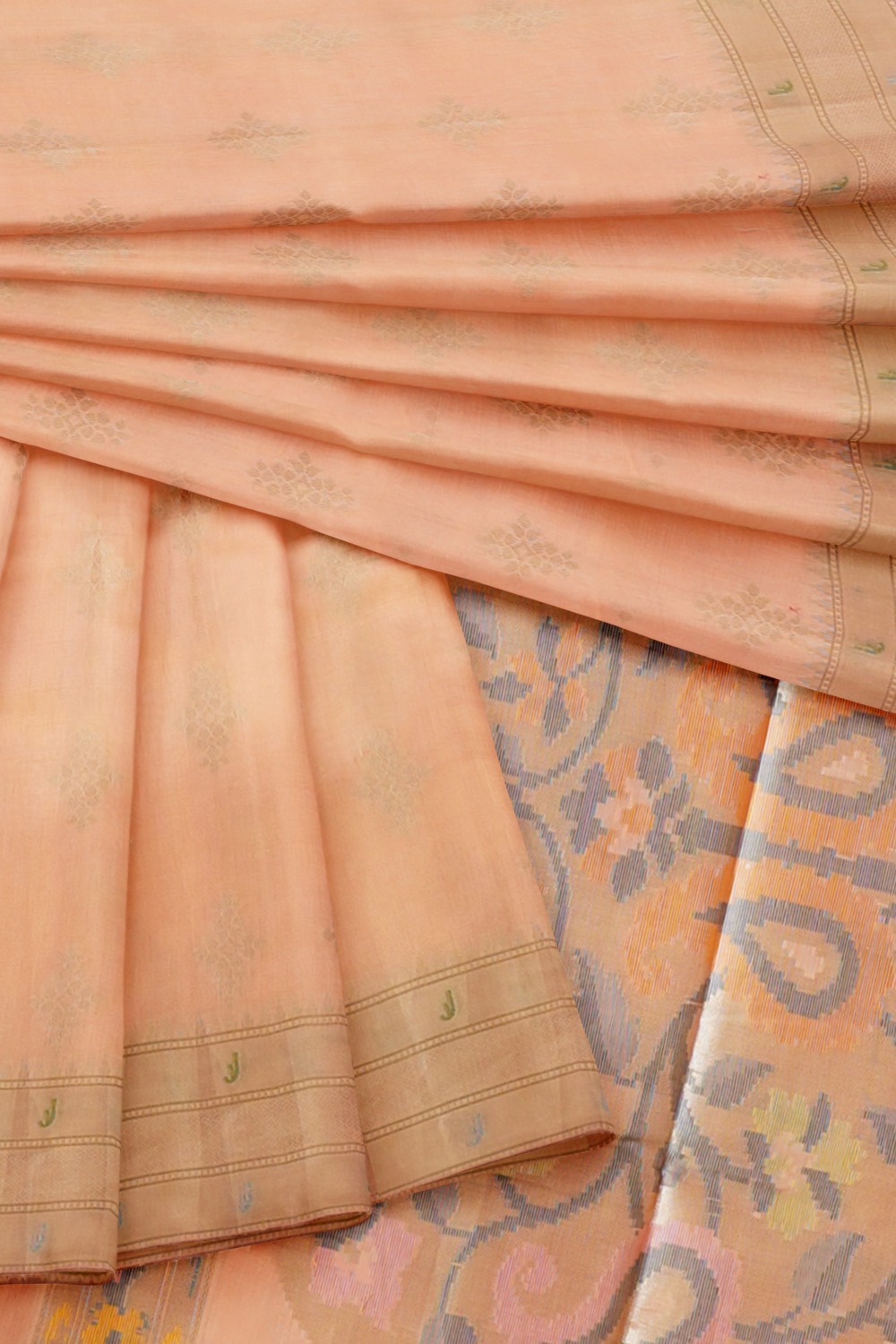 sri kumaran stores chentheri cotton saree light orange saree with sandal border 4