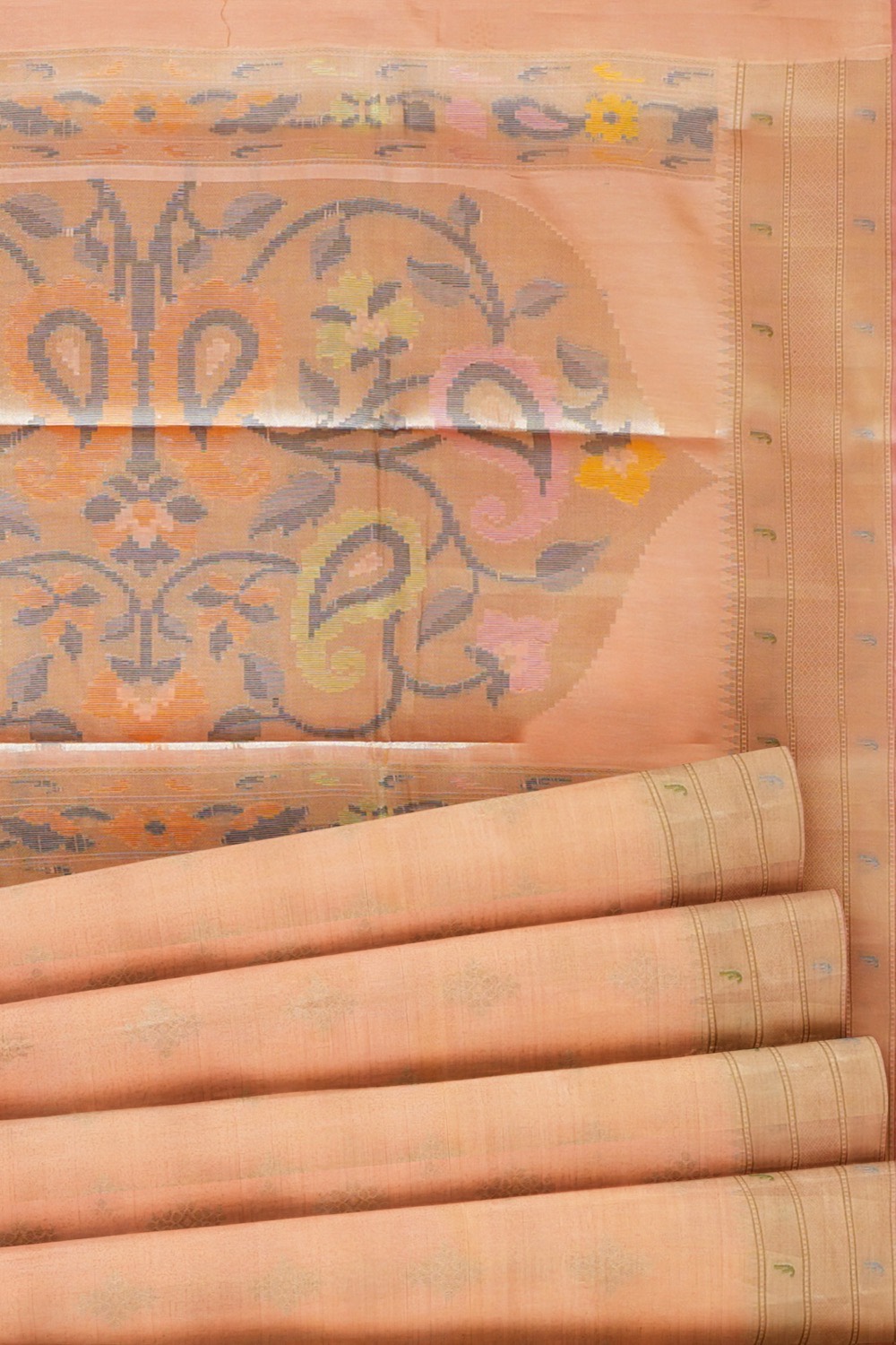 sri kumaran stores chentheri cotton saree light orange saree with sandal border 5