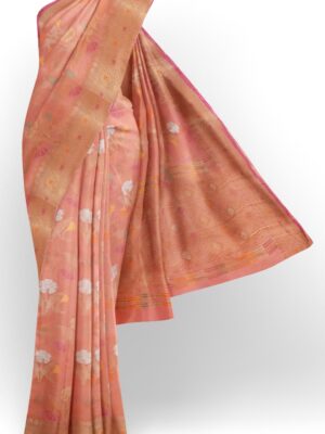 sri kumaran stores chentheri cotton saree light pink saree with golden border 1