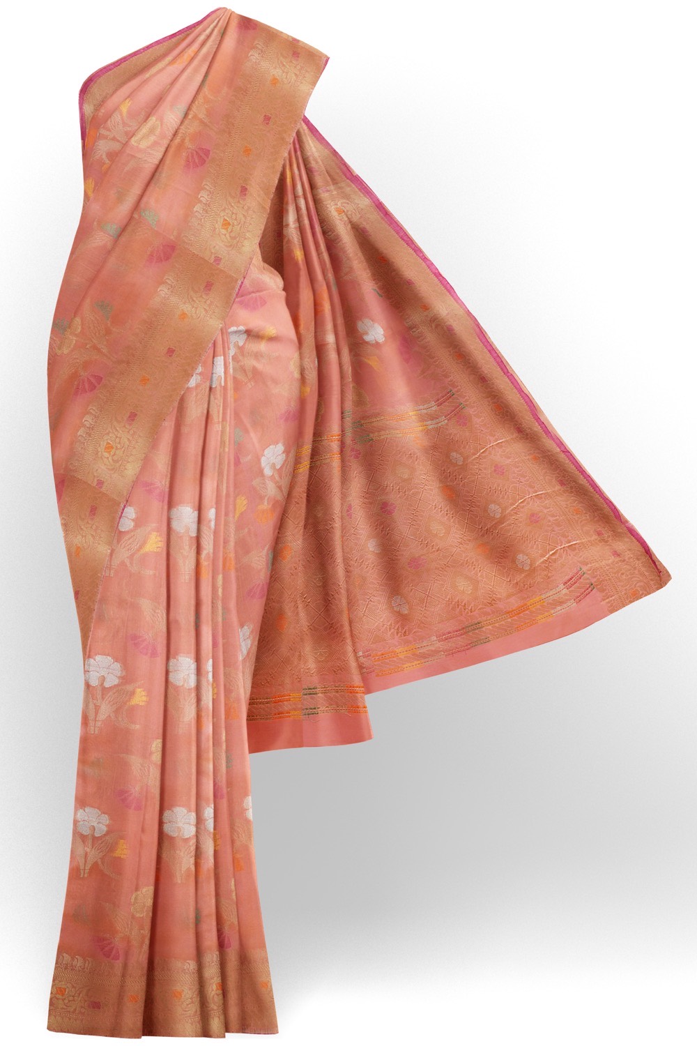 sri kumaran stores chentheri cotton saree light pink saree with golden border 1
