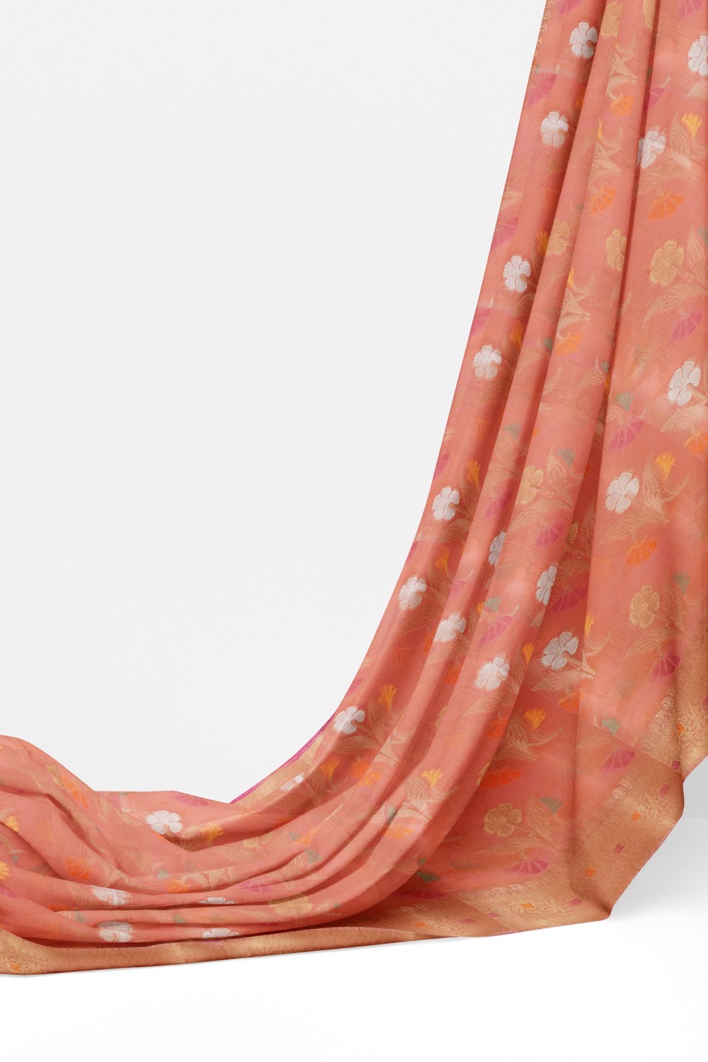 sri kumaran stores chentheri cotton saree light pink saree with golden border 3