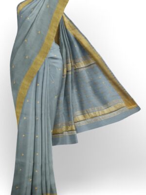 sri kumaran stores chentheri cotton saree mild blue saree with golden border 1