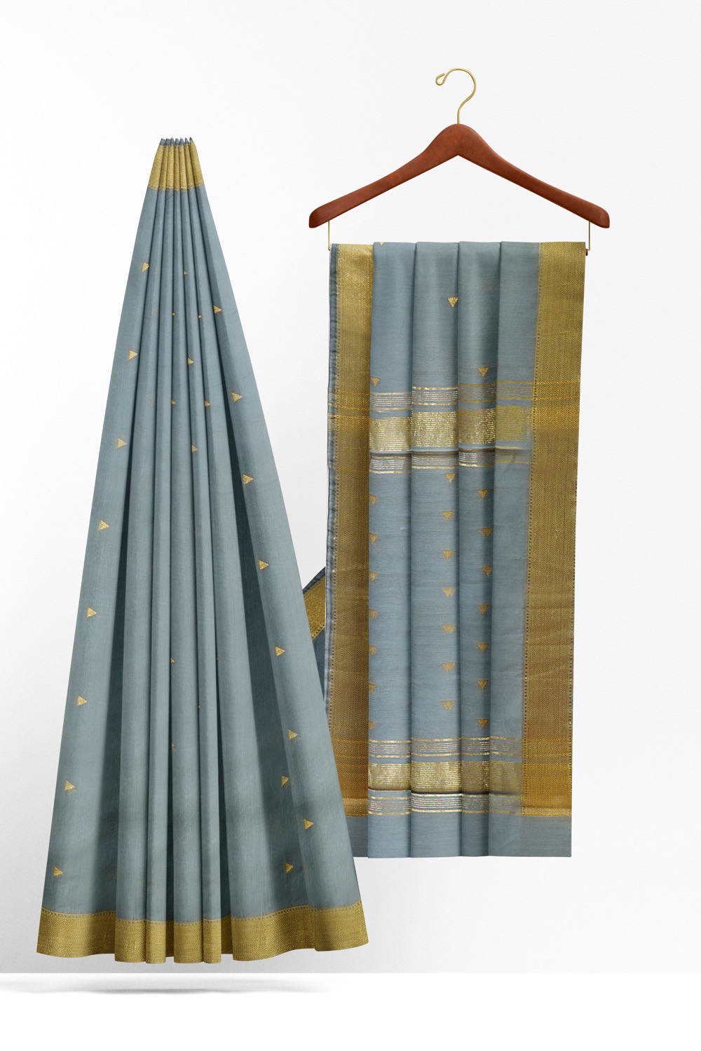 sri kumaran stores chentheri cotton saree mild blue saree with golden border 2