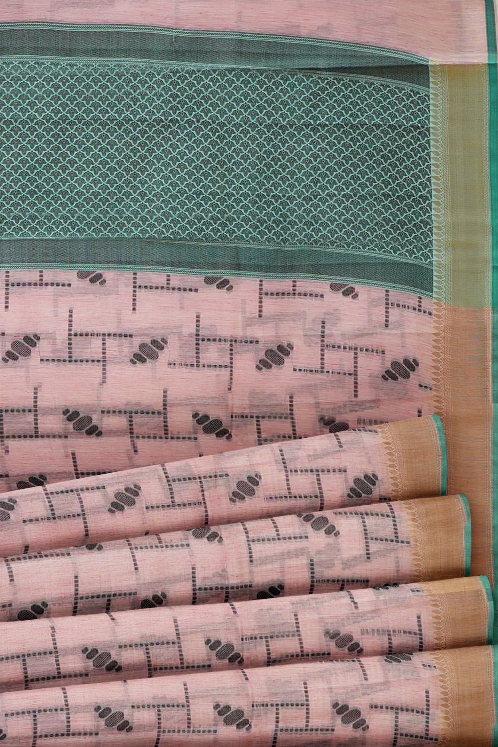 sri kumaran stores chentheri cotton saree pink saree with brown and green border 5