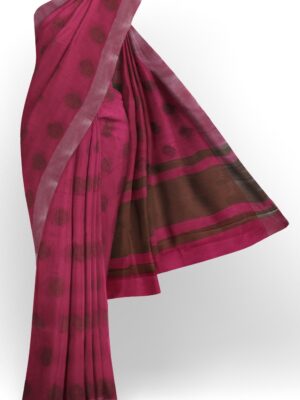 sri kumaran stores chentheri cotton saree pink saree with light silver border 1