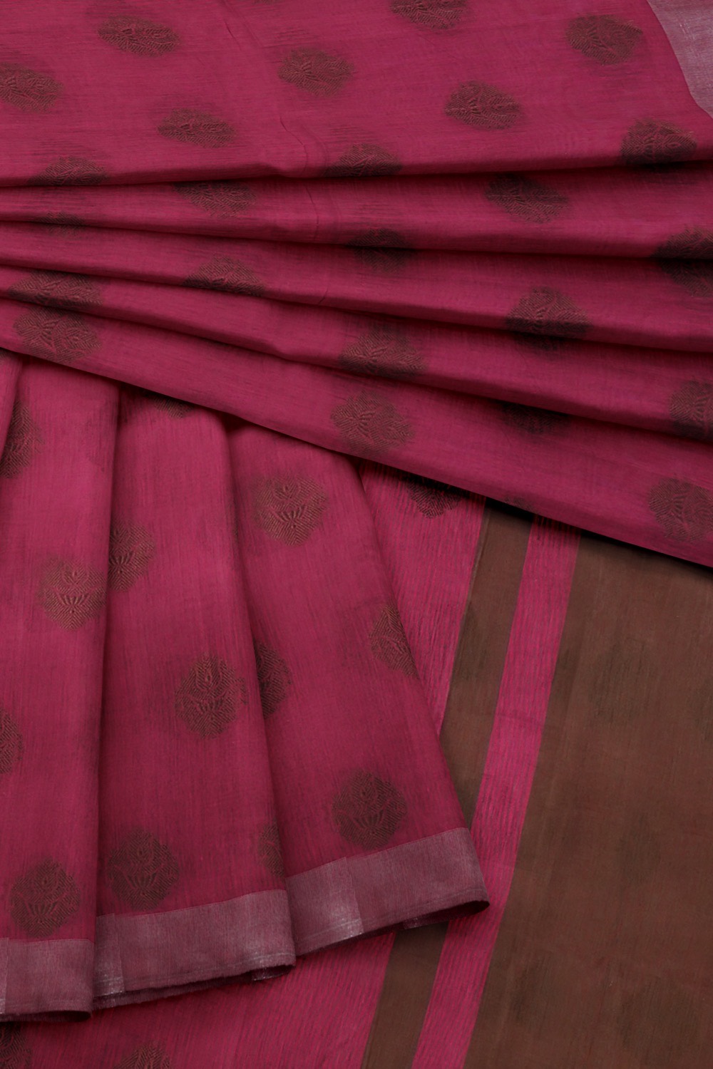 sri kumaran stores chentheri cotton saree pink saree with light silver border 4