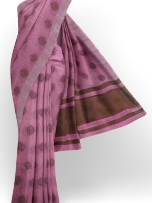 sri kumaran stores chentheri cotton saree purple saree with silver border 1