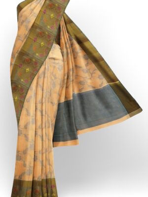 sri kumaran stores chentheri cotton saree sandal saree with black border 1