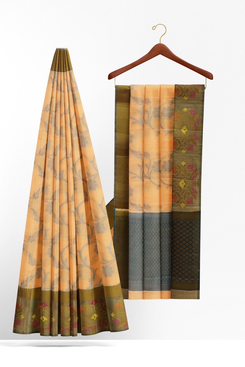 sri kumaran stores chentheri cotton saree sandal saree with black border 2