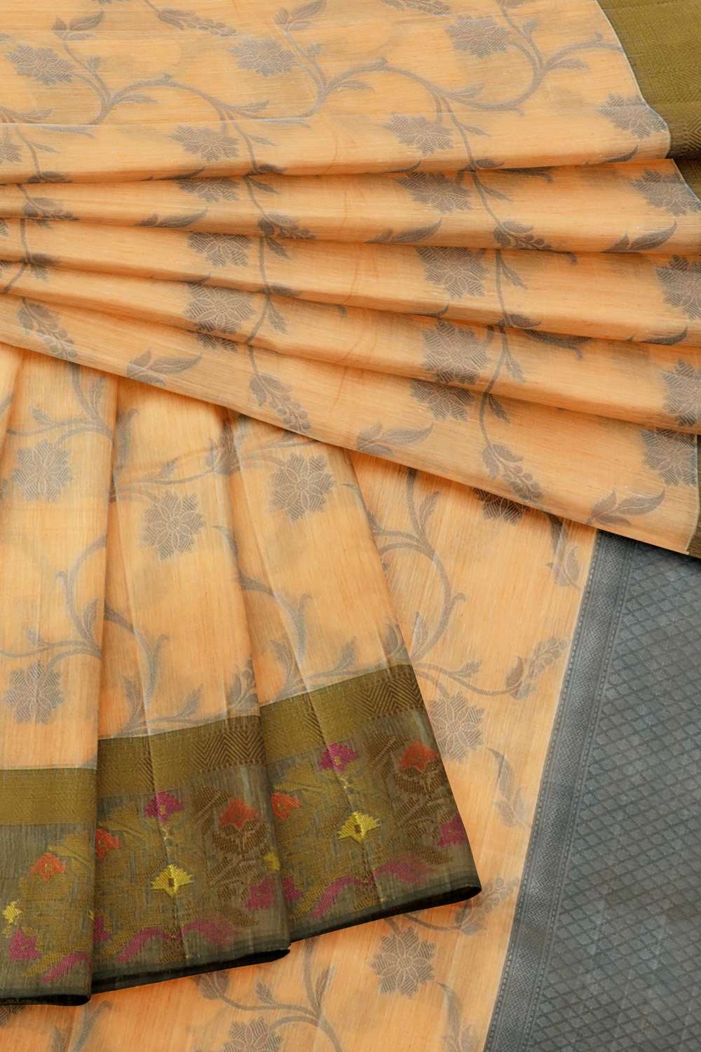 sri kumaran stores chentheri cotton saree sandal saree with black border 4