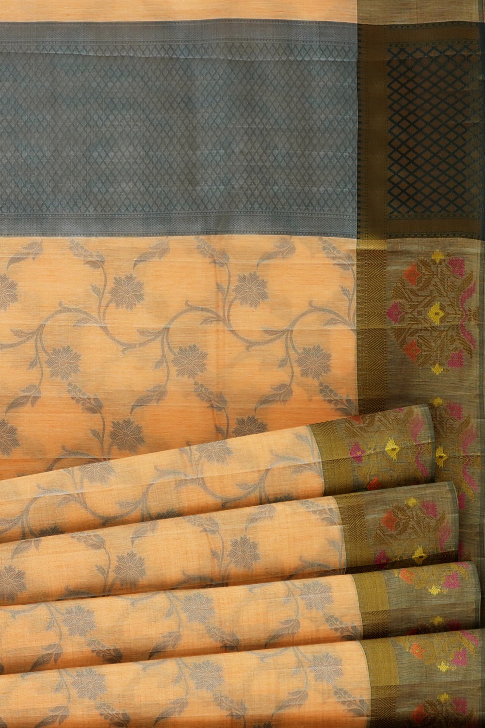 sri kumaran stores chentheri cotton saree sandal saree with black border 5