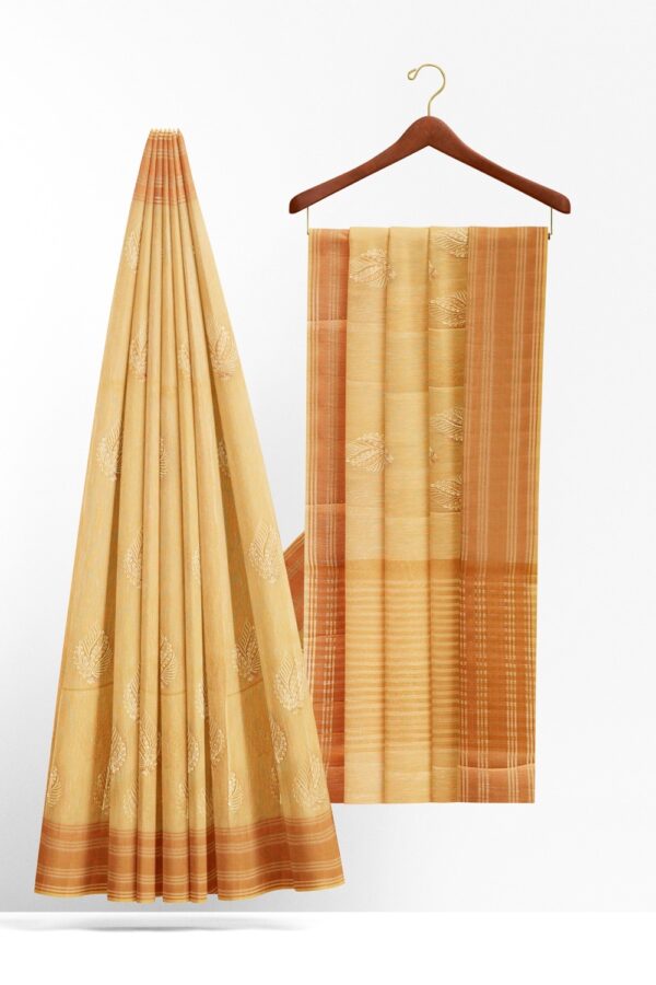 sri kumaran stores chentheri cotton saree sandal saree with brown border 2