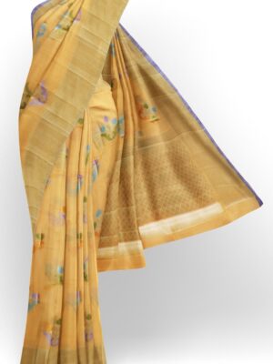 sri kumaran stores chentheri cotton saree sandal saree with golden colour border 1