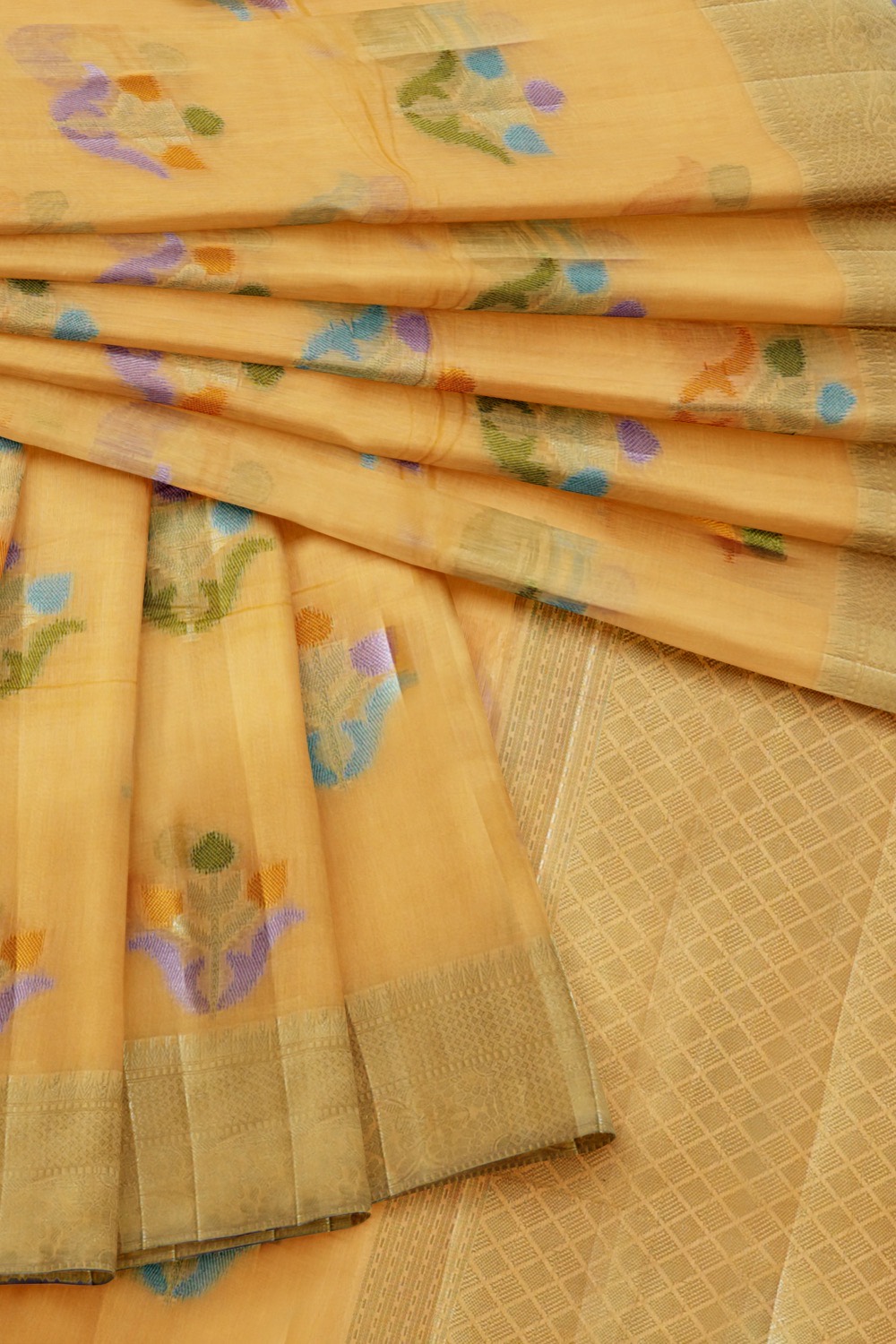 sri kumaran stores chentheri cotton saree sandal saree with golden colour border 4