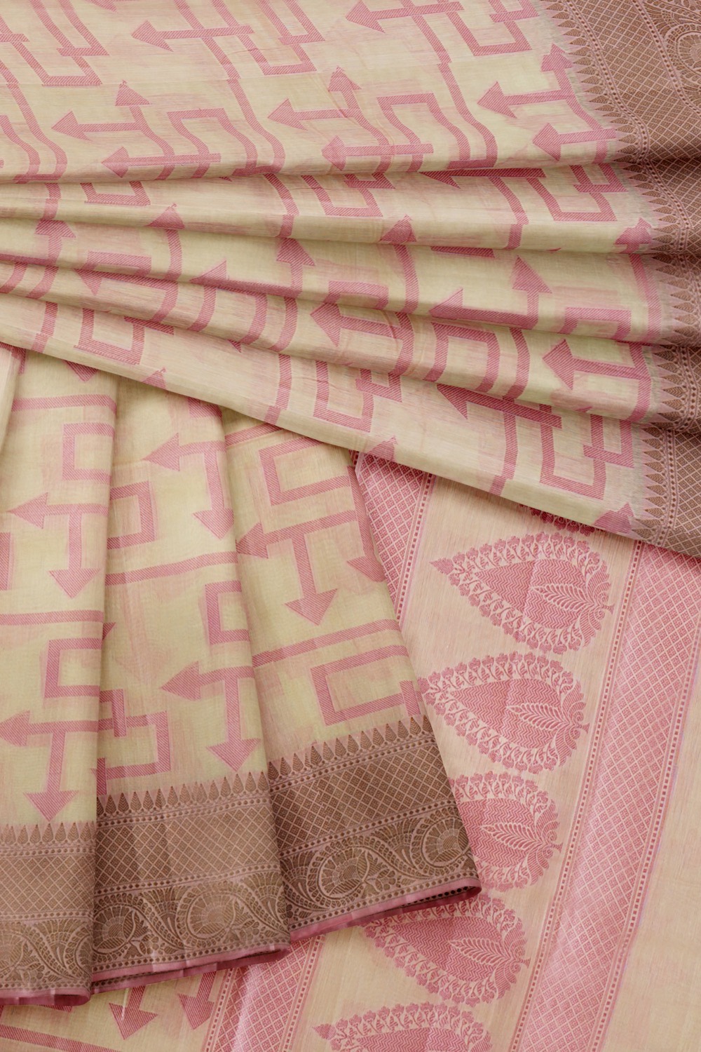sri kumaran stores chentheri cotton saree sandal saree with pink border 4