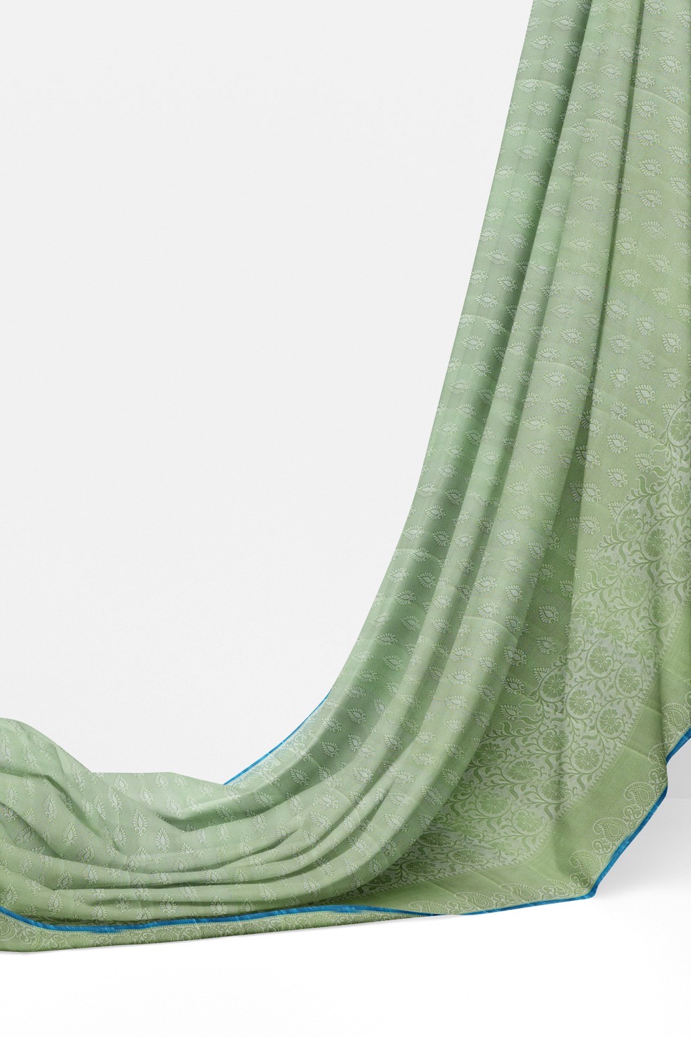 sri kumaran stores chentheri cotton saree silver green saree with blue border 3