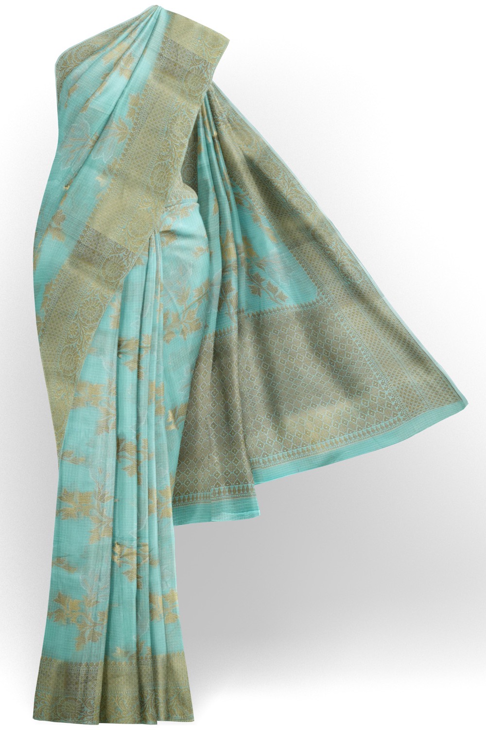 sri kumaran stores chentheri cotton saree sky blue saree with silver border 1