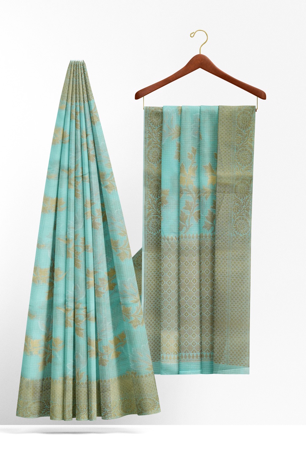 sri kumaran stores chentheri cotton saree sky blue saree with silver border 2