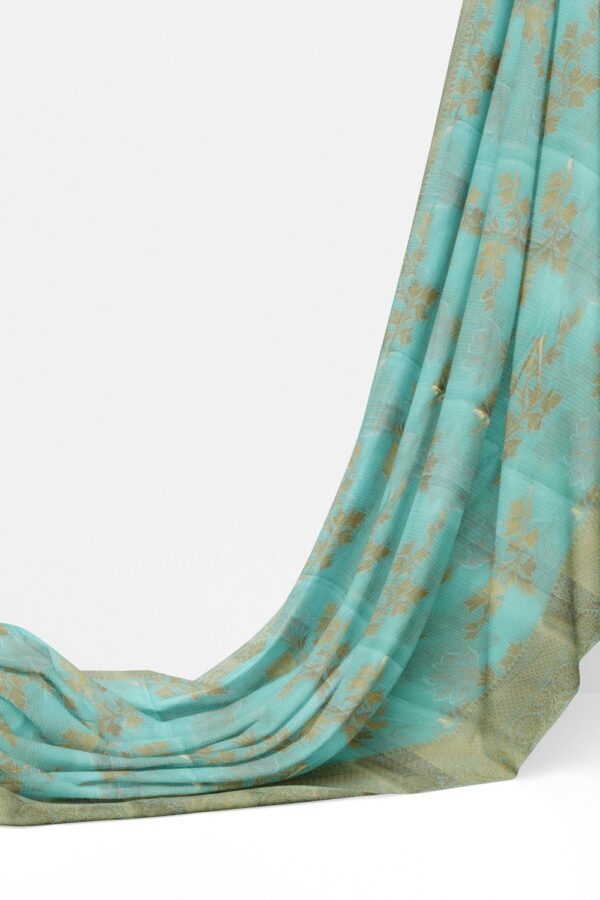 sri kumaran stores chentheri cotton saree sky blue saree with silver border 3