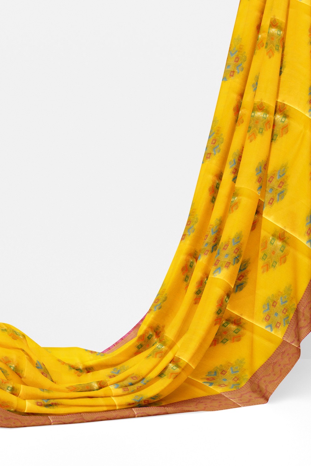 sri kumaran stores chentheri cotton saree yellow saree with dark pink border 3