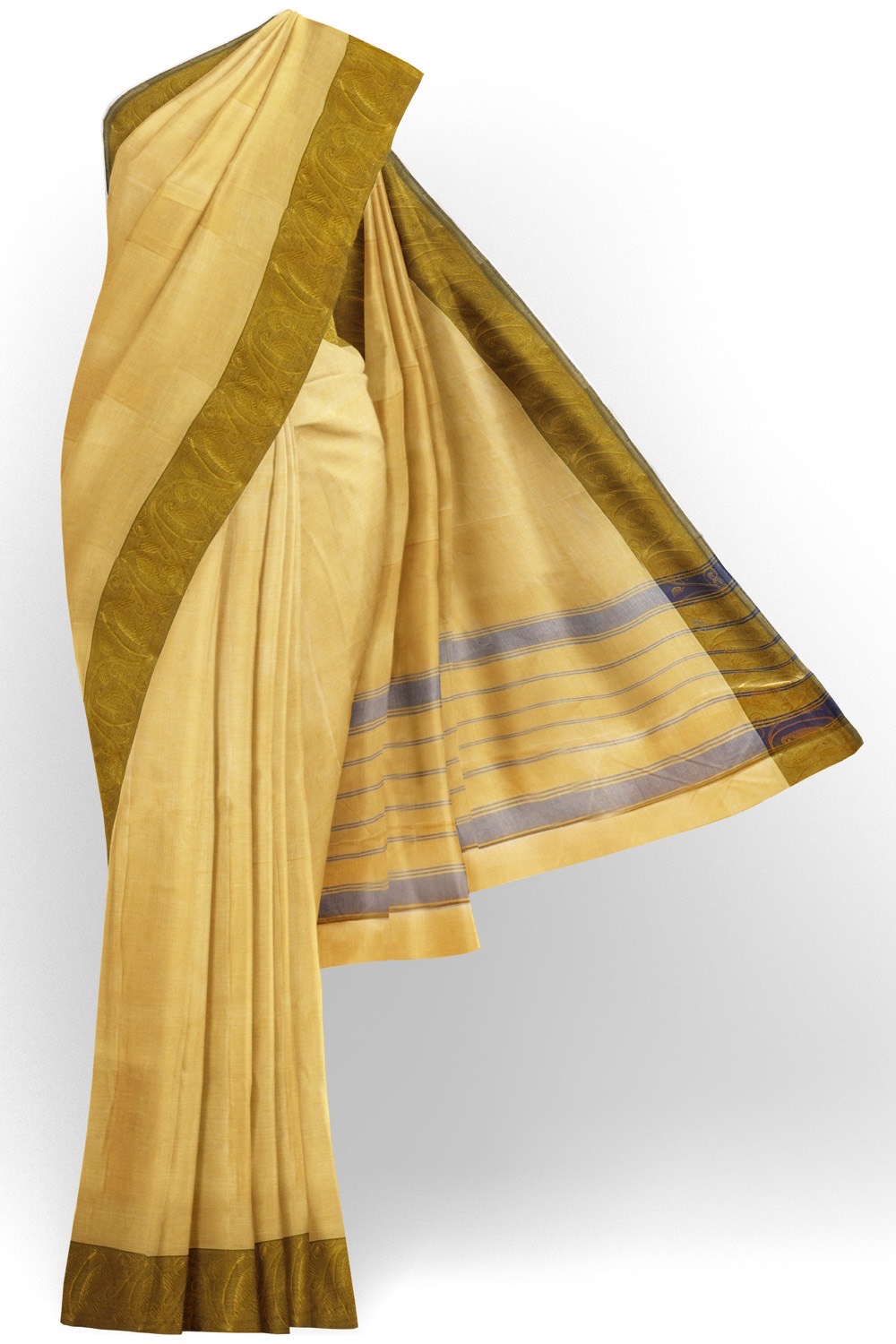 sri kumaran stores chettinad cotton saree beige saree with mango motif border 120221213