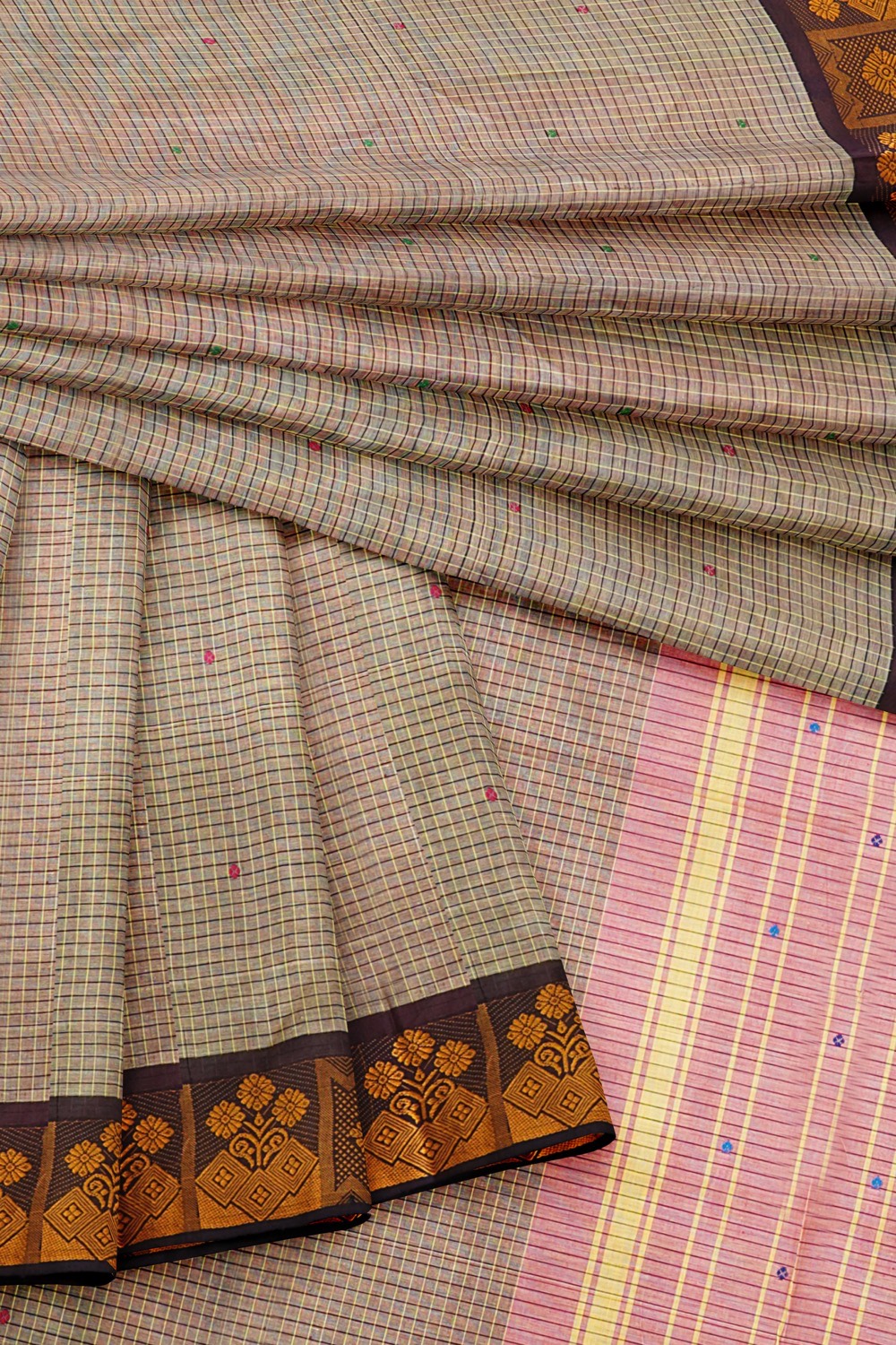 sri kumaran stores chettinad cotton saree double color saree with purple border 420221213