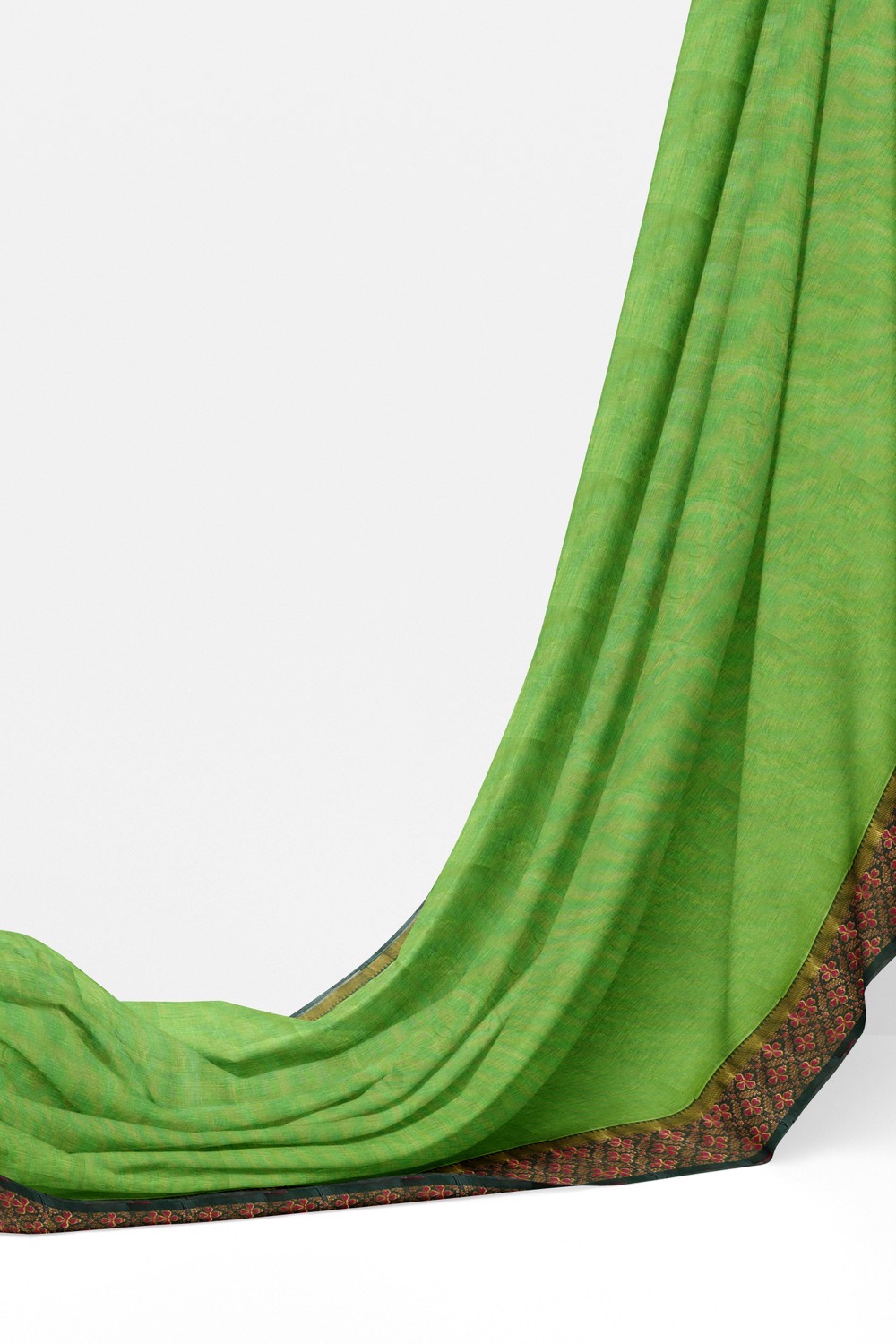 sri kumaran stores chettinad cotton saree green saree with pink flower border 320221213