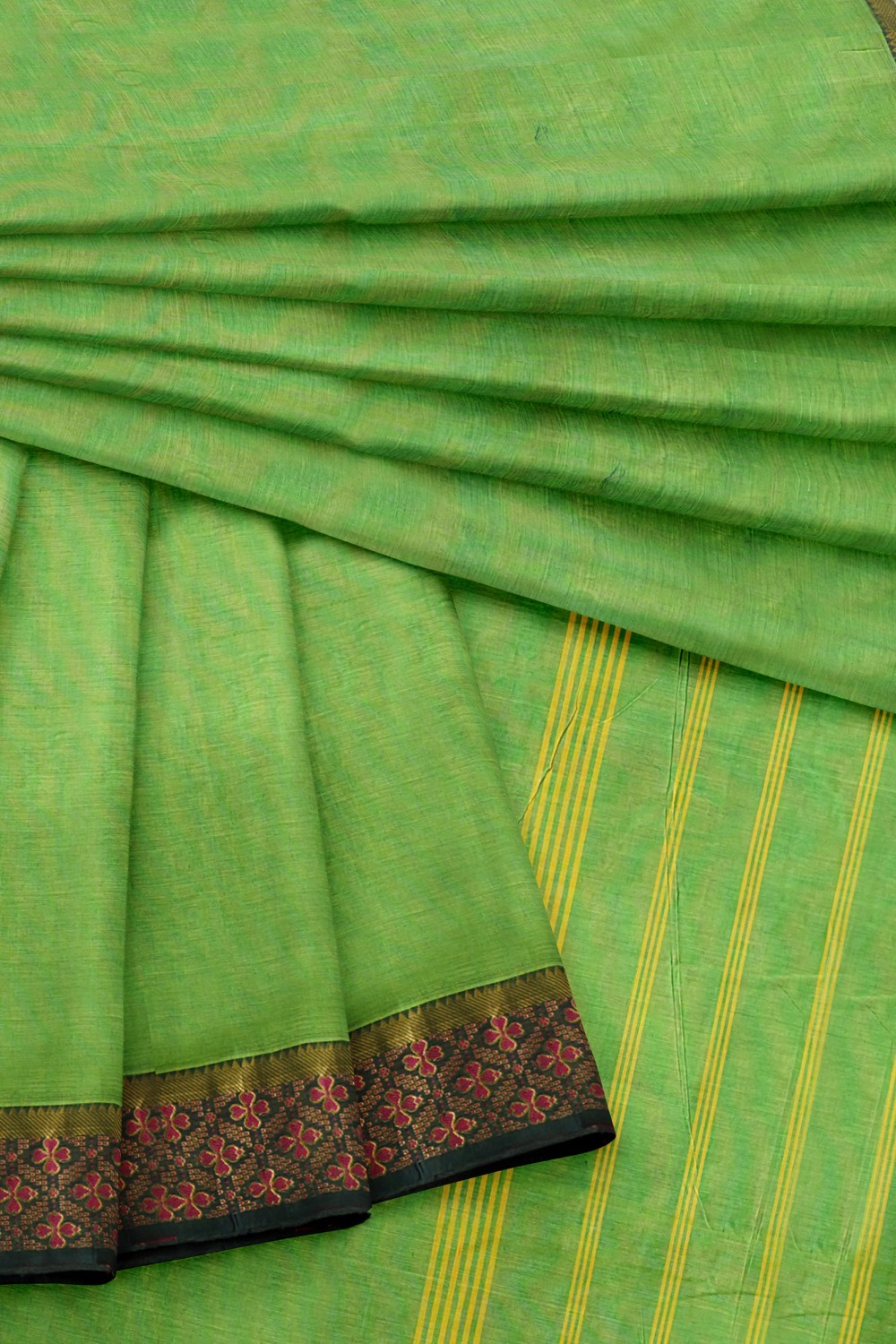 sri kumaran stores chettinad cotton saree green saree with pink flower border 420221213