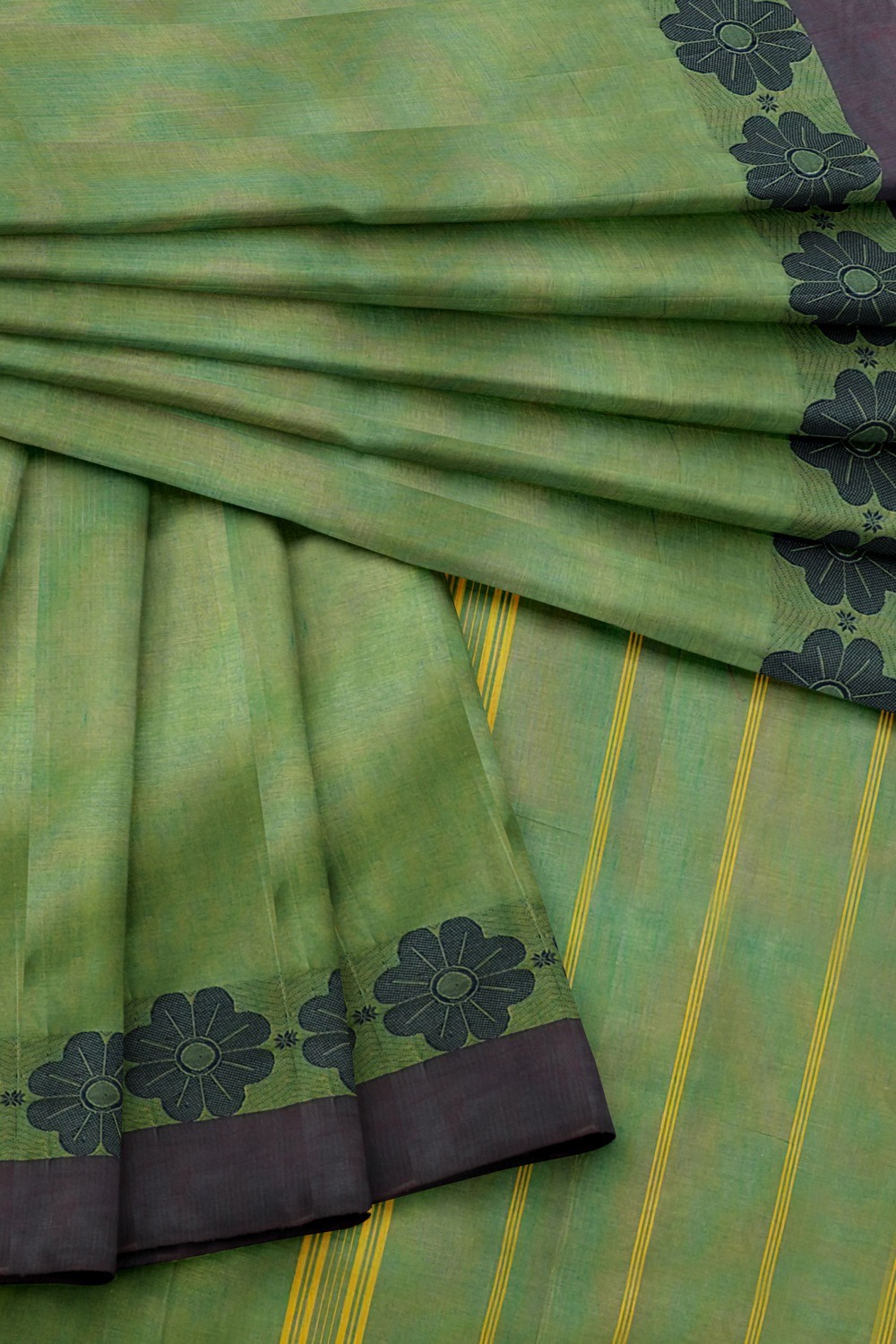 sri kumaran stores chettinad cotton saree green saree with purple border 420221213