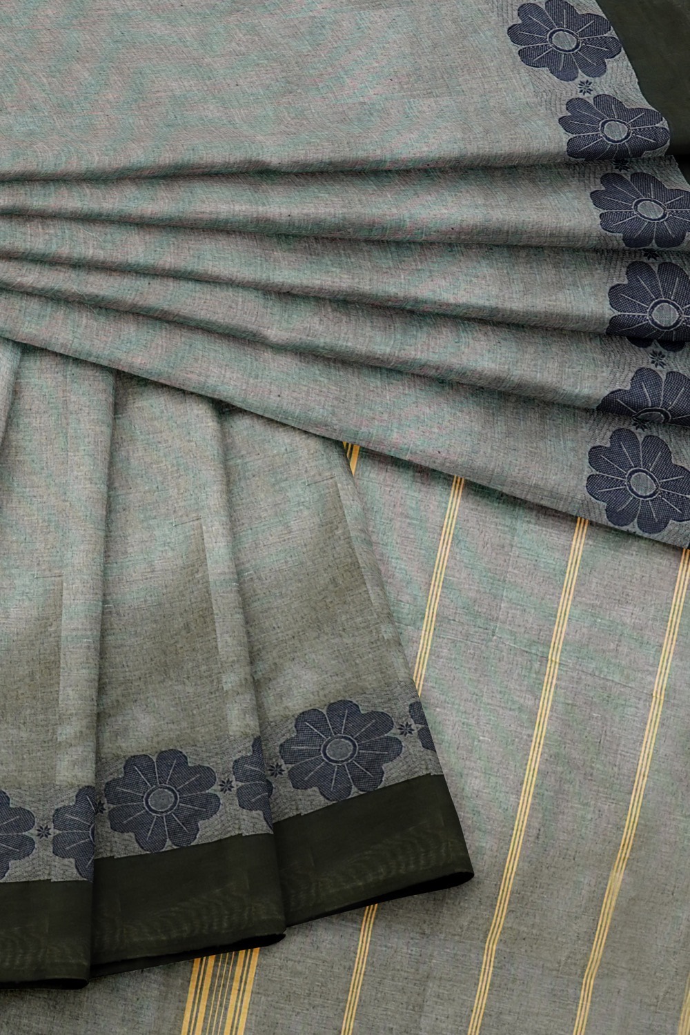 sri kumaran stores chettinad cotton saree grey saree with black border 420221213