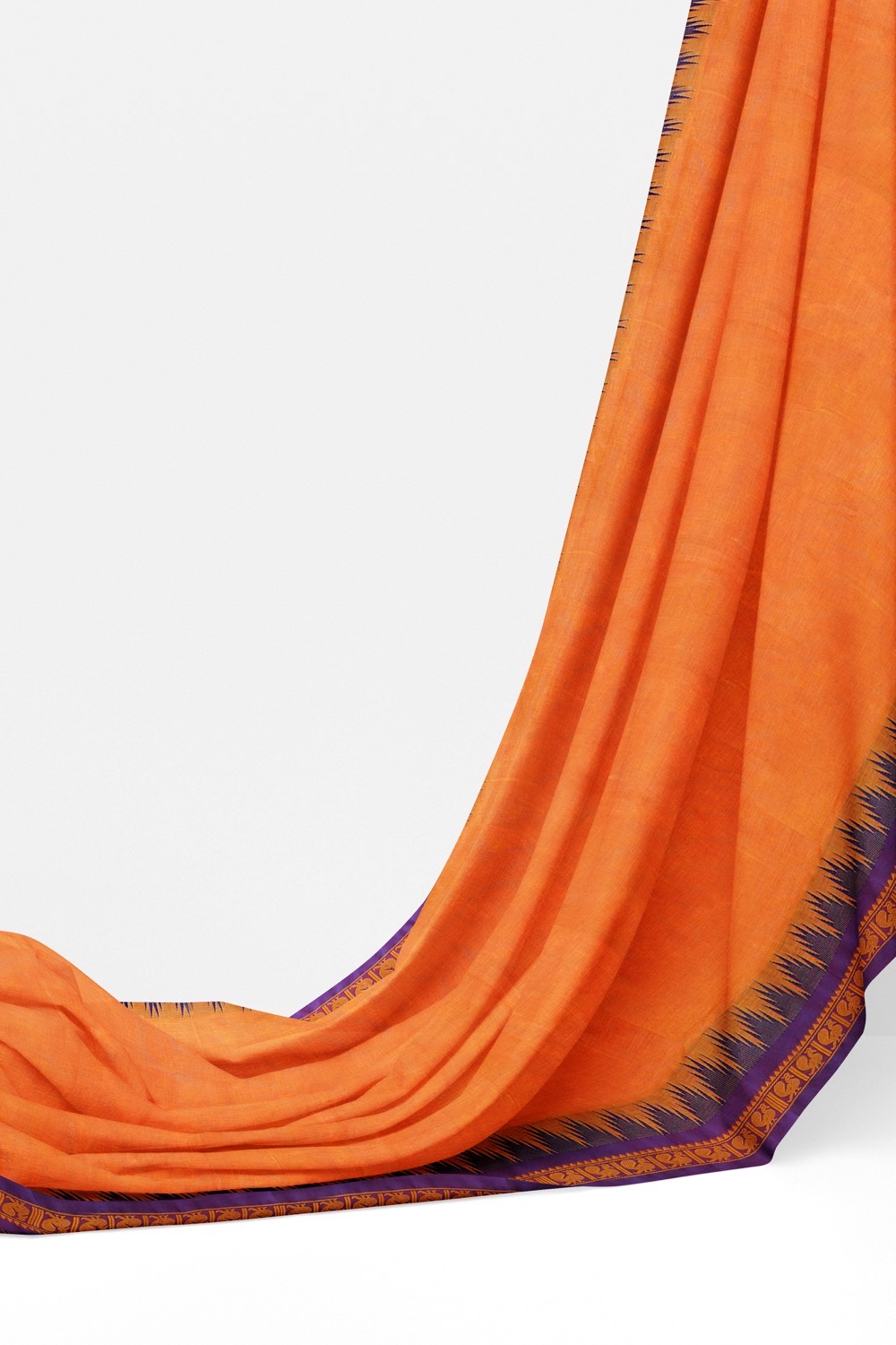 sri kumaran stores chettinad cotton saree orange saree with violet border 320221213
