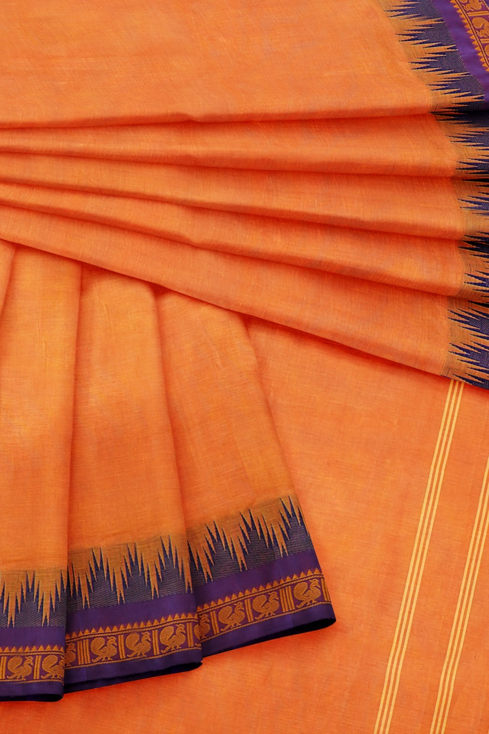sri kumaran stores chettinad cotton saree orange saree with violet border 420221213