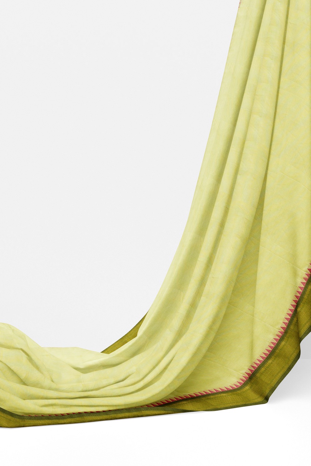 sri kumaran stores chettinad cotton saree pale yellow saree with green border 320221213
