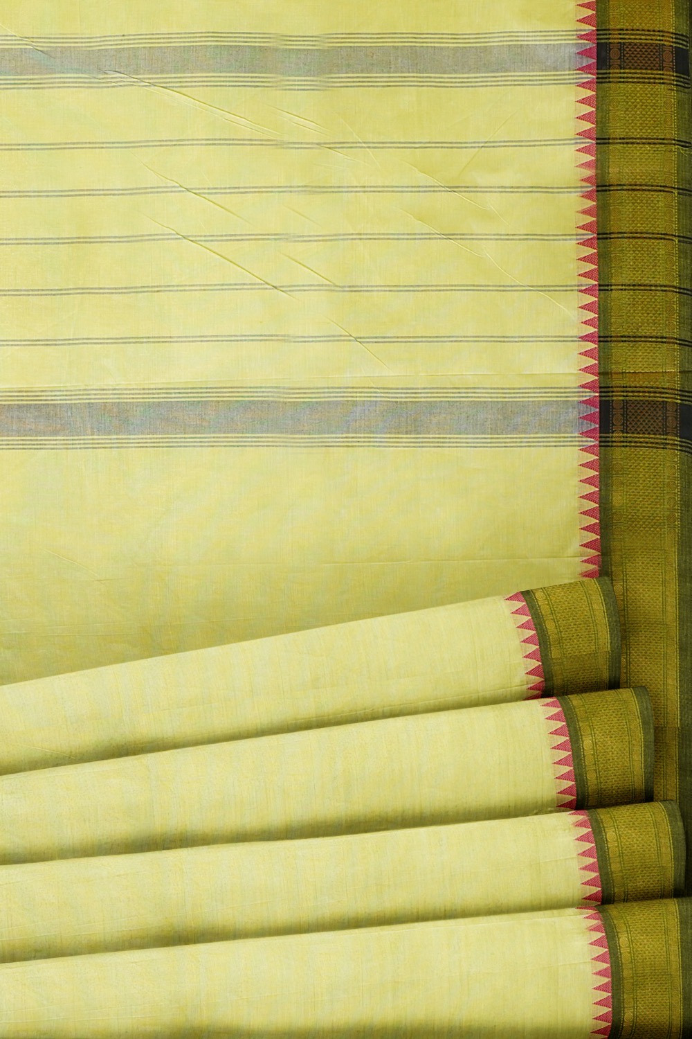 sri kumaran stores chettinad cotton saree pale yellow saree with green border 520221213