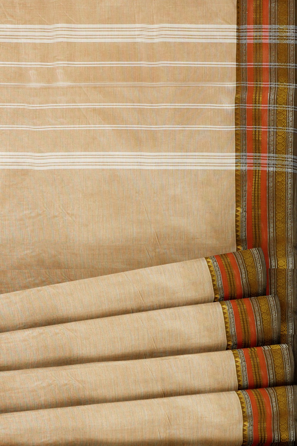 sri kumaran stores chettinad cotton saree peach color saree with zari border 520221213