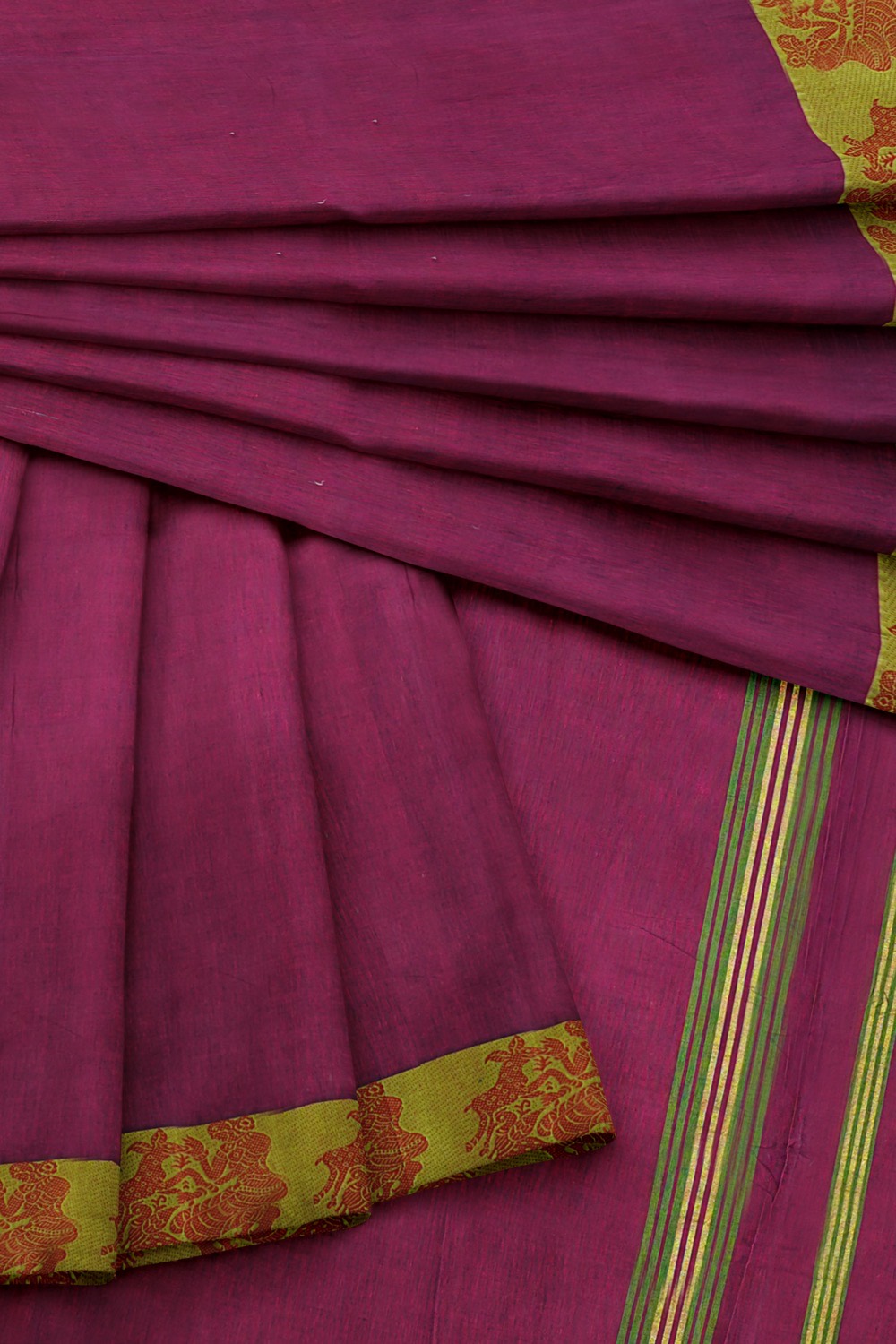 sri kumaran stores chettinad cotton saree purple saree with green border 420221213