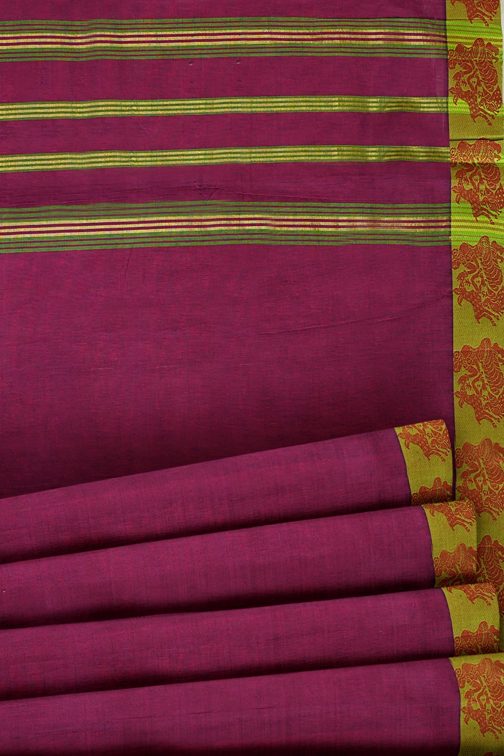 sri kumaran stores chettinad cotton saree purple saree with green border 520221213