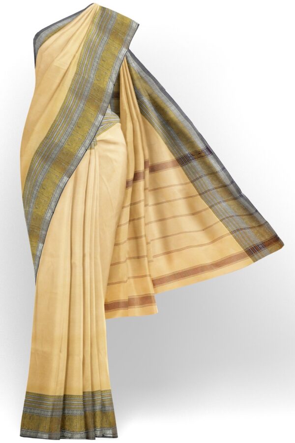 sri kumaran stores chettinad cotton saree sandal saree with peacock border 120221213