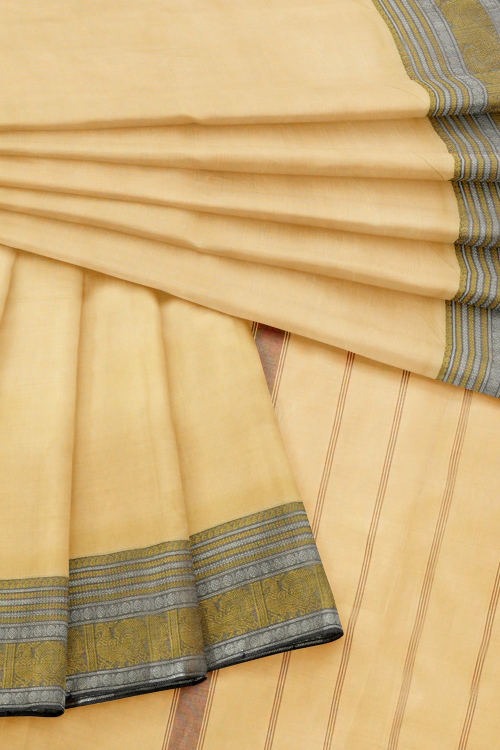 sri kumaran stores chettinad cotton saree sandal saree with peacock border 420221213