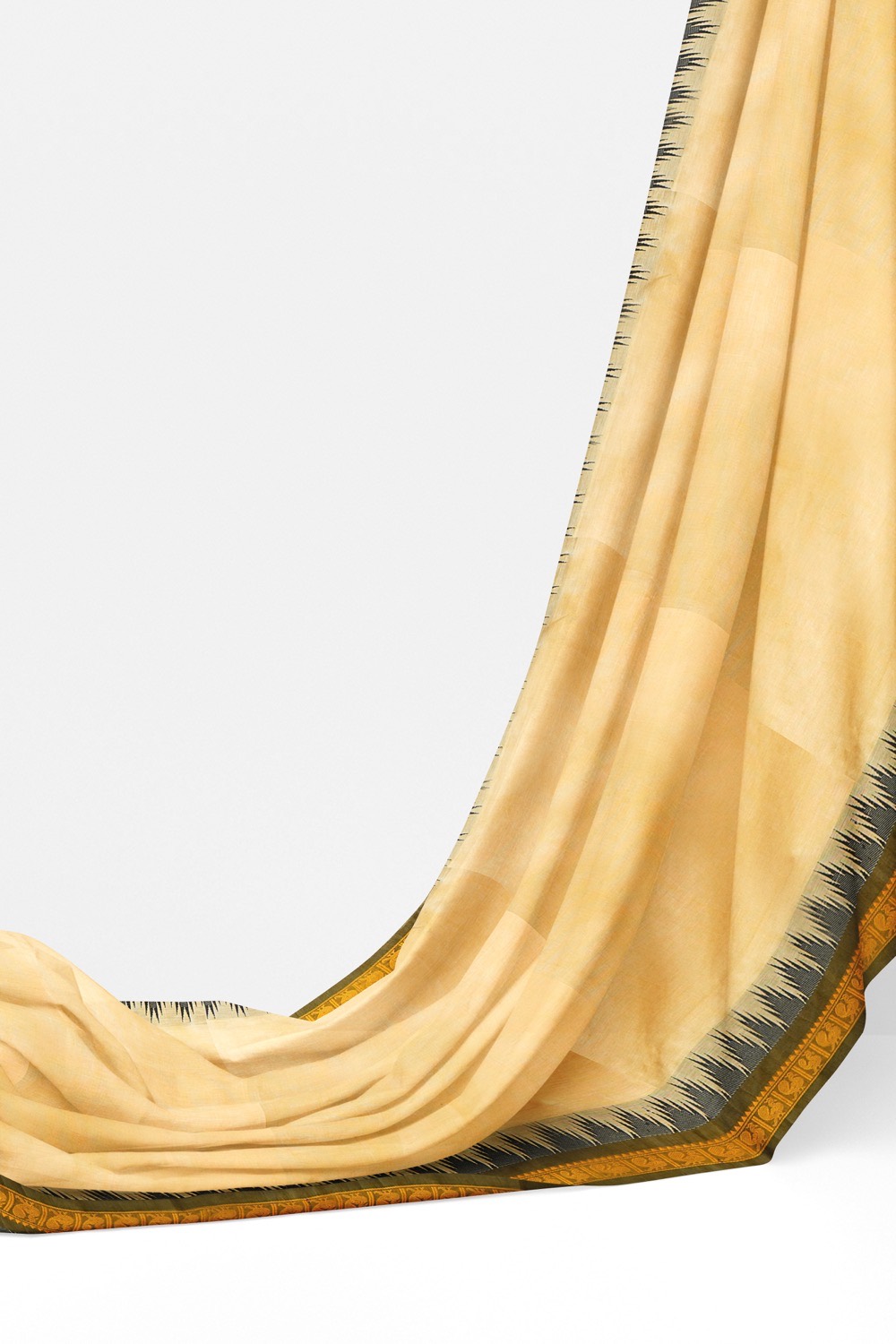 sri kumaran stores chettinad cotton saree sandal saree with yellowish black border 320221213