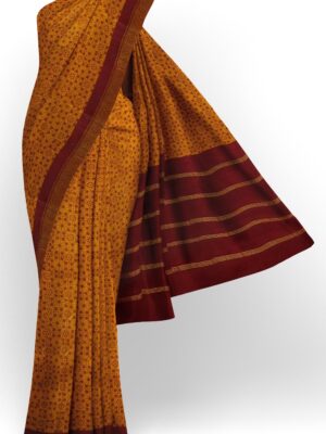 sri kumaran stores chungudi cotton saree allover design yellow saree with maroon border 120221213