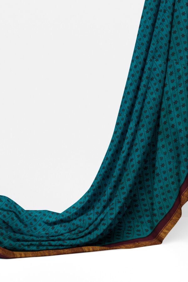 sri kumaran stores chungudi cotton saree blue saree with maroon zari border 320221213